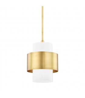 Corinth 1 Light Small Pendant Brass Glass