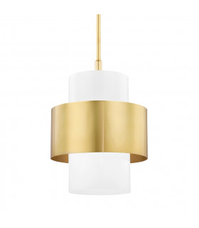 Corinth 1 Light Large Pendant Brass Glass
