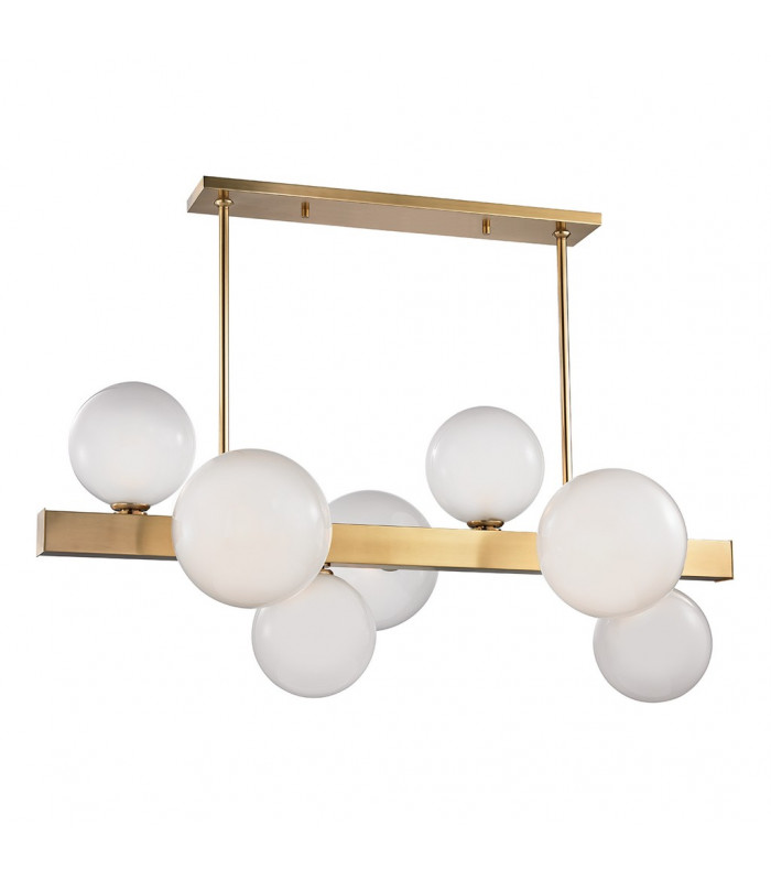 Hinsdale 7 Light Island Brass Glass