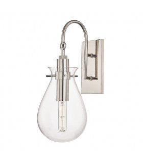 Ivy 1 Light Wall Sconce Polished Nickel Glass