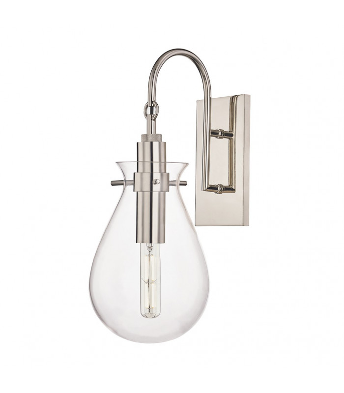Ivy 1 Light Wall Sconce Polished Nickel Glass