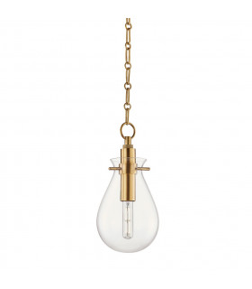 Ivy 1 Light Small Pendant Brass Glass