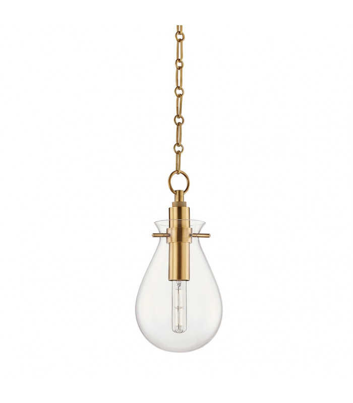 Ivy 1 Light Small Pendant Brass Glass