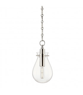 Ivy 1 Light Small Pendant Polished Nickel Glass