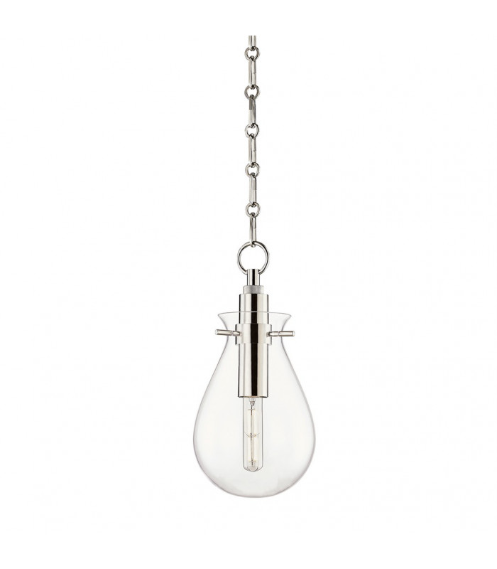 Ivy 1 Light Small Pendant Polished Nickel Glass