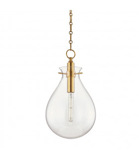 Ivy 1 Light Medium Pendant Brass Glass