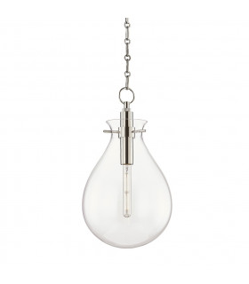 Ivy 1 Light Medium Pendant Polished Nickel Glass
