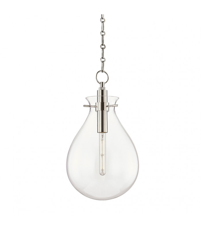 Ivy 1 Light Medium Pendant Polished Nickel Glass