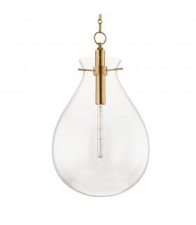 Ivy 1 Light Large Pendant Brass Glass