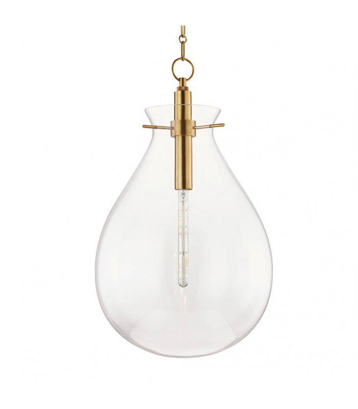 Ivy 1 Light Large Pendant Brass Glass