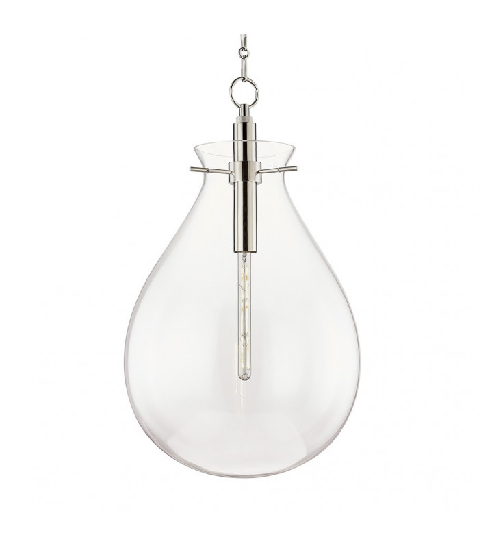 Ivy 1 Light Large Pendant Polished Nickel Glass