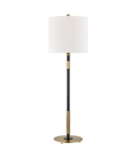 Bowery Custom 3Prong-1 Light Table Lamp Aged Brass Linen