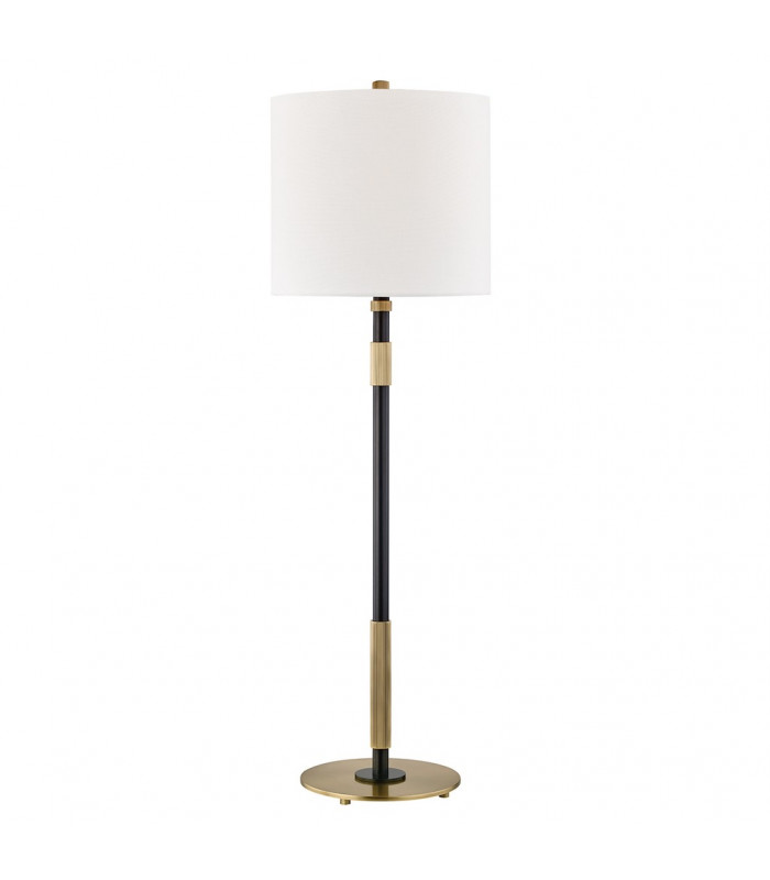 Bowery Custom 3Prong-1 Light Table Lamp Aged Brass Linen