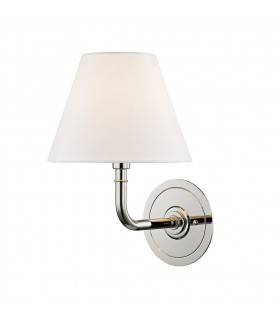 Signature No.1 1 Light Wall Sconce Polished Nickel Linen