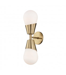 Cora 2 Light Wall Sconce Brass Glass