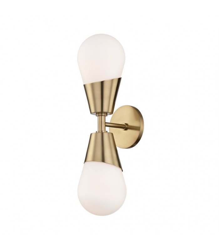 Cora 2 Light Wall Sconce Brass Glass