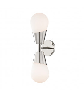 Cora 2 Light Wall Sconce Polished Nickel Glass