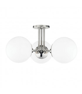 Stella 3 Light Semi Flush Polished Nickel Glass
