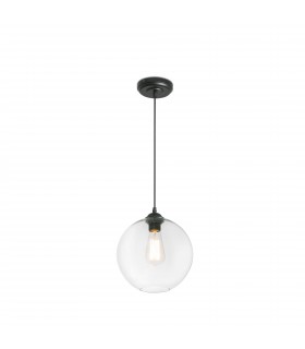 1 Light Ceiling Pendant Antique Brass with Globe Shade, E27 - 1