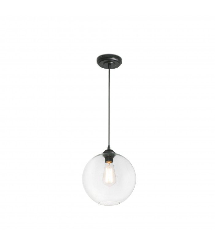 1 Light Ceiling Pendant Antique Brass with Globe Shade, E27 - 1
