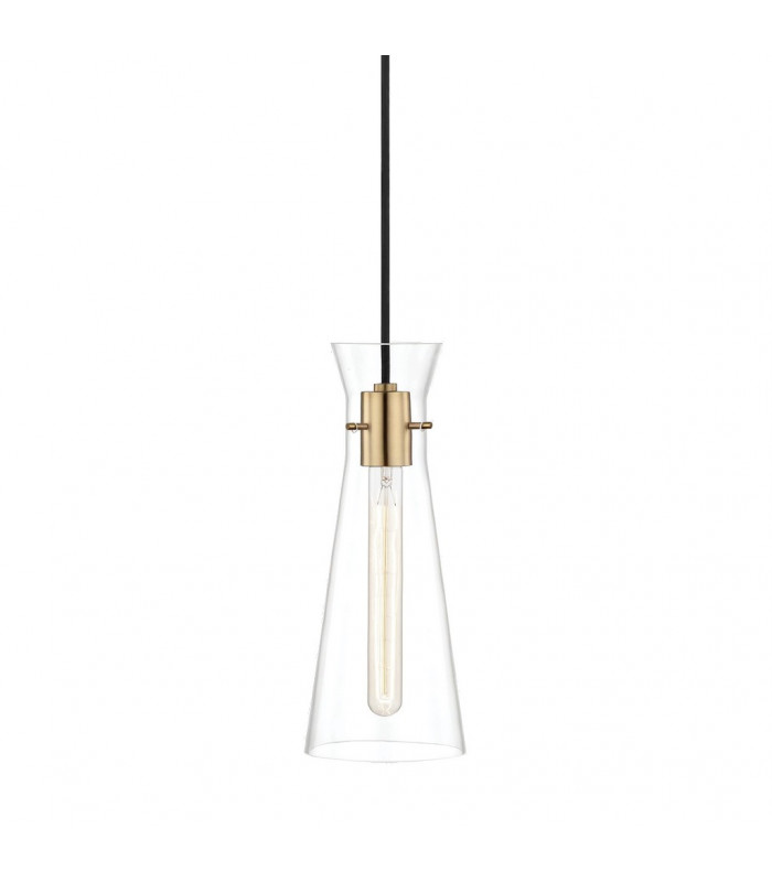 Anya 1 Light Pendant Brass Glass