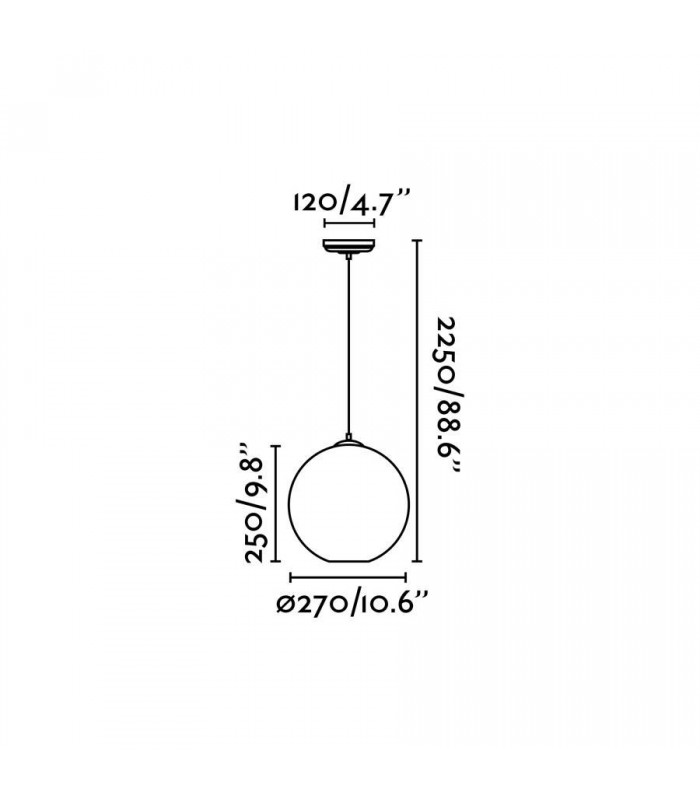 1 Light Ceiling Pendant Antique Brass with Globe Shade, E27 - 2