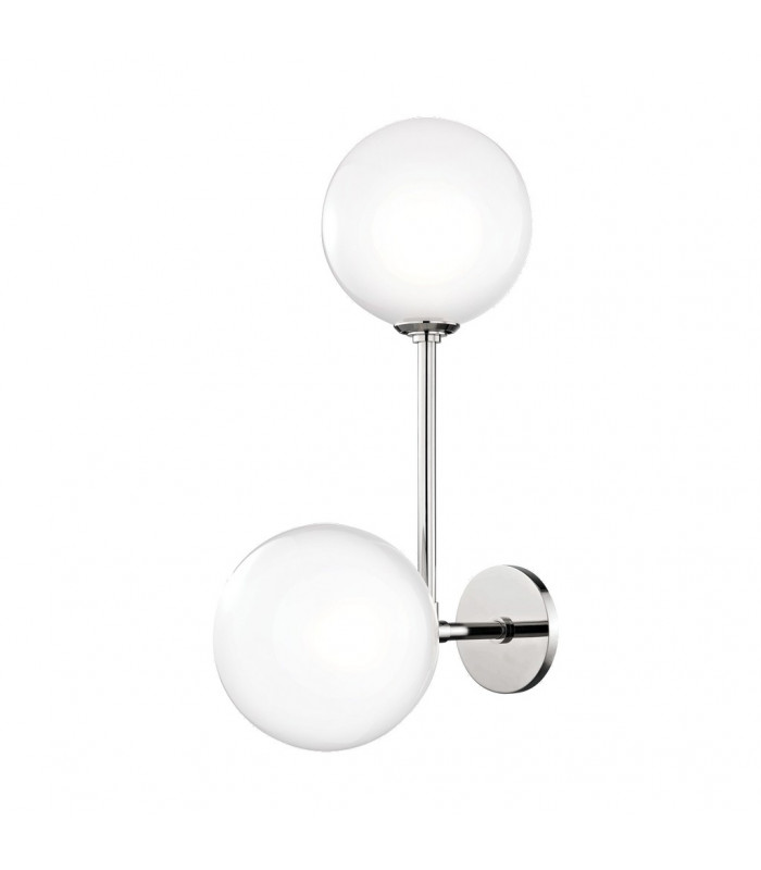 Ashleigh 2 Light Wall Sconce Polished Nickel Glass