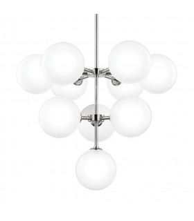 Ashleigh 10 Light Chandelier Polished Nickel Glass