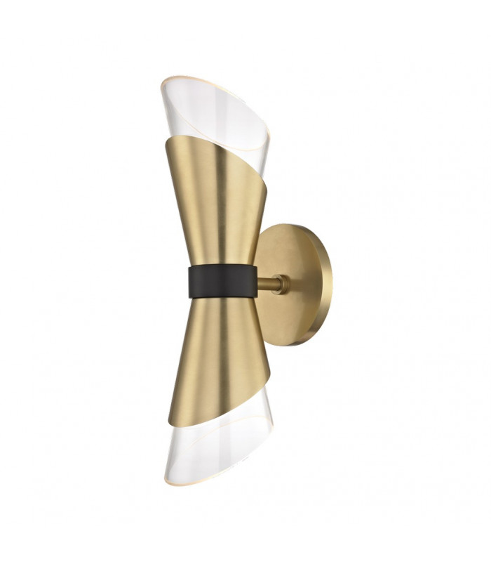 Angie 2 Light Wall Sconce Brass Black Glass