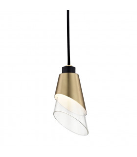 Angie 1 Light Pendant Brass Black Glass