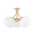 Estee 3 Light Semi Flush Brass Glass