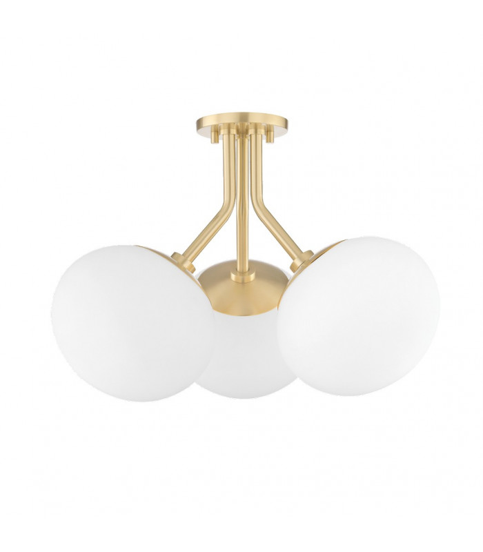 Estee 3 Light Semi Flush Brass Glass