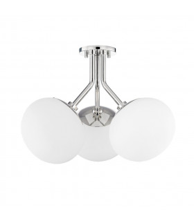 Estee 3 Light Semi Flush Polished Nickel Glass