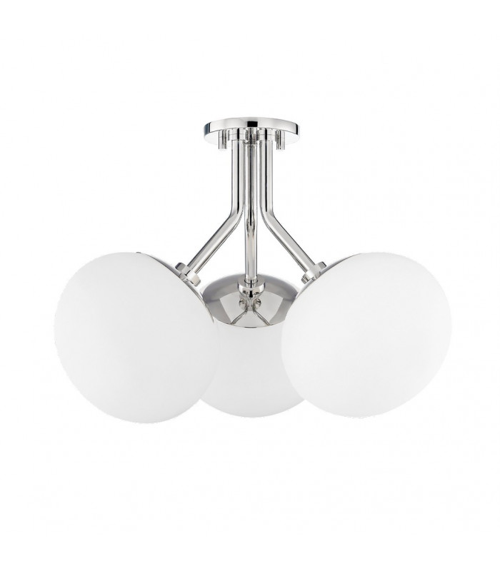 Estee 3 Light Semi Flush Polished Nickel Glass