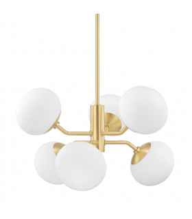 Estee 6 Light Chandelier Brass Glass