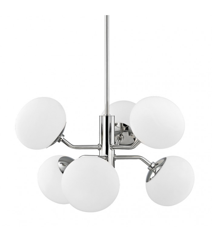 Estee 6 Light Chandelier Polished Nickel Glass
