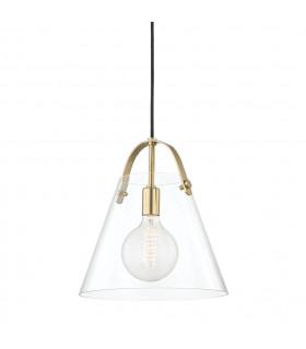 Karin 1 Light Large Pendant Brass Glass