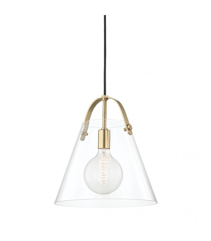 Karin 1 Light Large Pendant Brass Glass