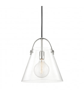 Karin 1 Light Large Pendant Polished Nickel Glass