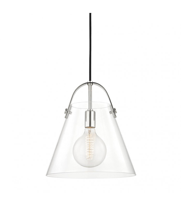 Karin 1 Light Large Pendant Polished Nickel Glass