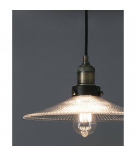 1 Light Dome Ceiling Pendant Antique Brass with Plate Shade, E27 - 2