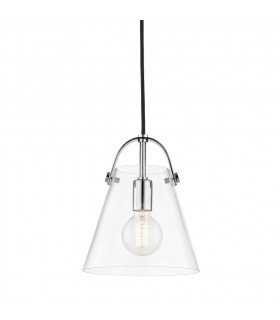 Karin 1 Light Small Pendant Polished Nickel Glass
