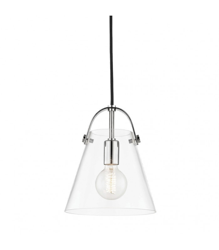 Karin 1 Light Small Pendant Polished Nickel Glass