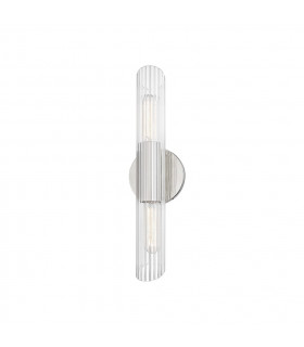 Cecily 2 Light Small Wall Sconce Polished Nickel Glass
