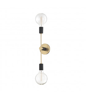 Astrid 2 Light Wall Sconce Brass Black