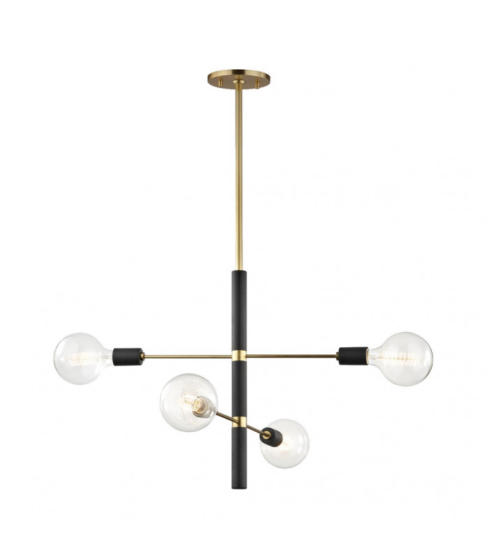 Astrid 4 Light Chandelier Brass Black