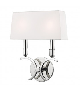Gwen 2 Light Small Wall Sconce Polished Nickel Faux Silk