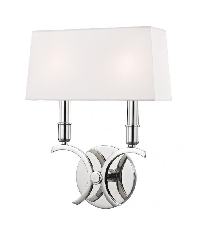 Gwen 2 Light Small Wall Sconce Polished Nickel Faux Silk