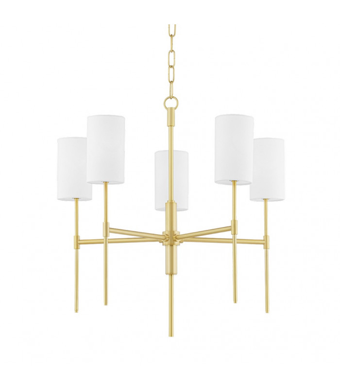 Olivia 5 Light Chandelier Brass Belgium Linen 2700K