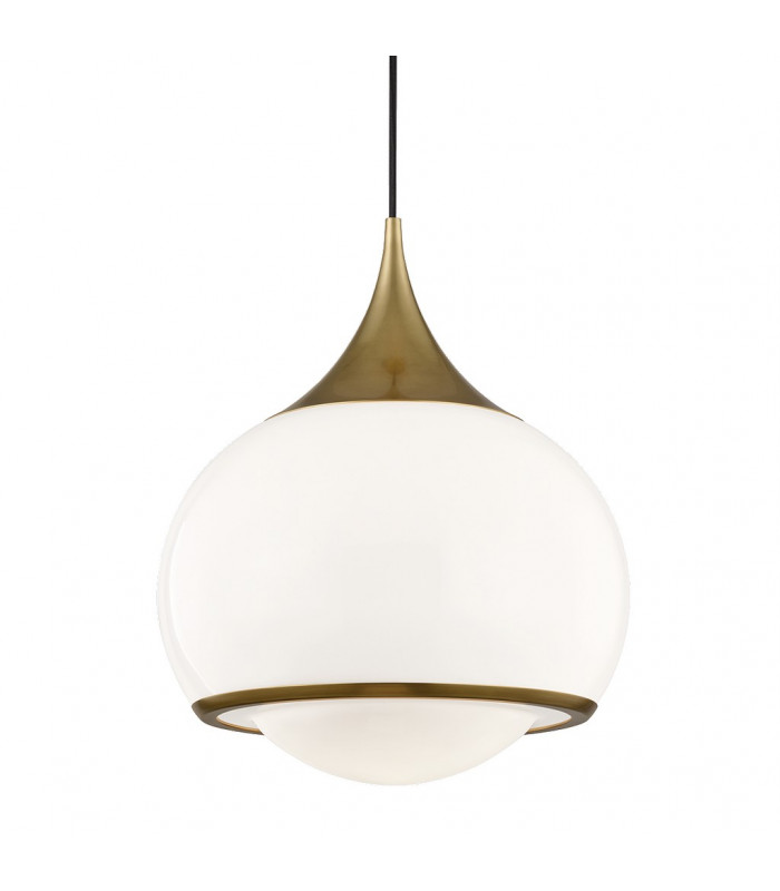 Reese 1 Light Large Pendant Brass Glass